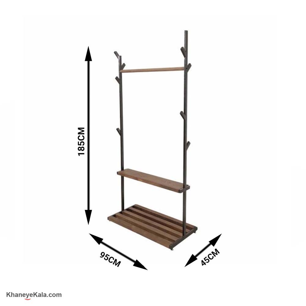 رگال لباس دوطبقه فلزی و چوبی | استند لباس دوطبقه | خانه ی کالا |